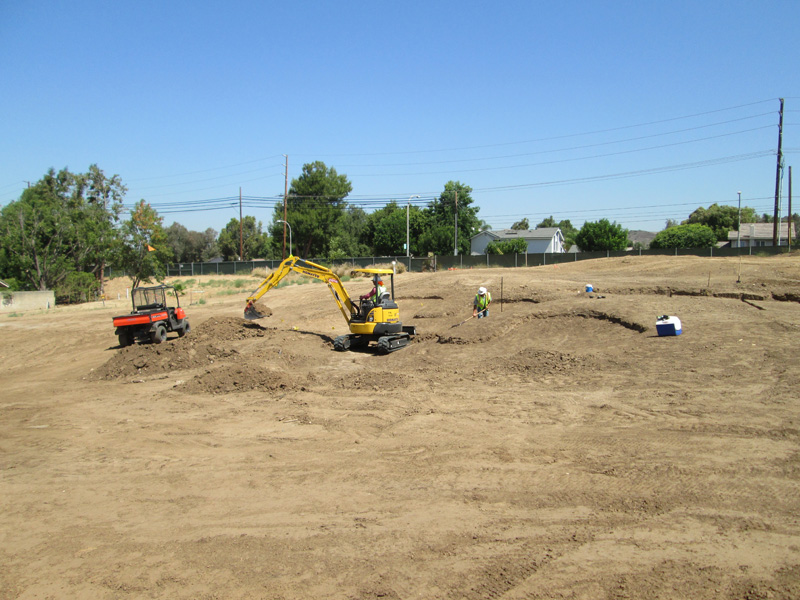 Photo of construction of sand traps on hole #3 Birch Hills Golf Course
